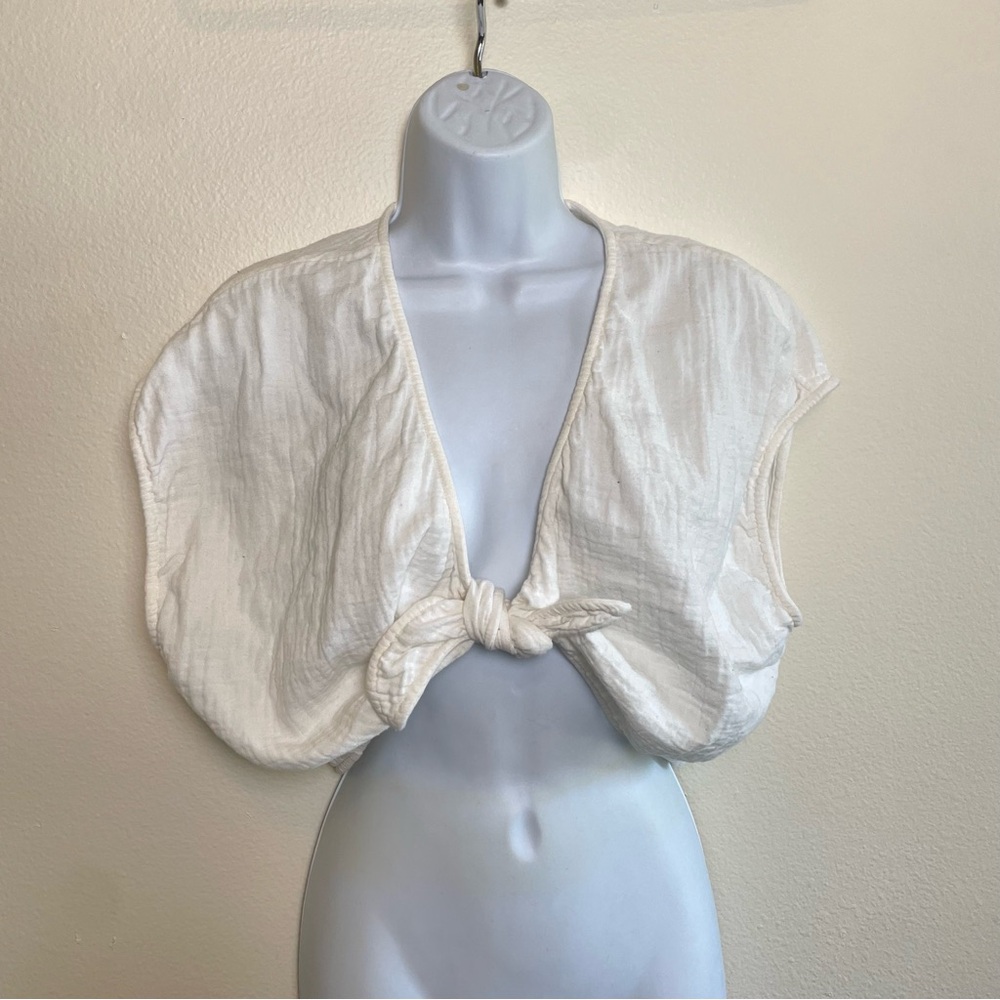 Madewell Maya Double-Gauze Tie-Front Cropped Top - Picture 3 of 5